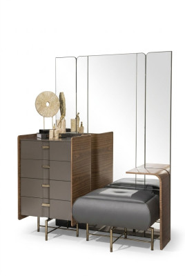 Aparador de tocador con espejo, muebles de dormitorio con diseño de taburete, 2 piezas. Nuevo