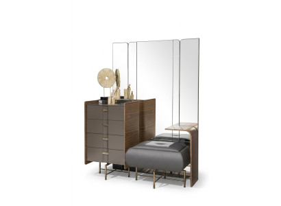 Aparador de tocador con espejo, muebles de dormitorio con diseño de taburete, 2 piezas. Nuevo