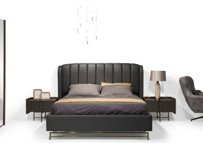 Juego de dormitorio moderno con cama + 2 mesitas de noche, muebles de diseño, 3 piezas, UE.