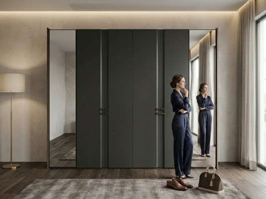 Armario moderno de lujo armario de madera armarios de vidrio taupe dormitorio