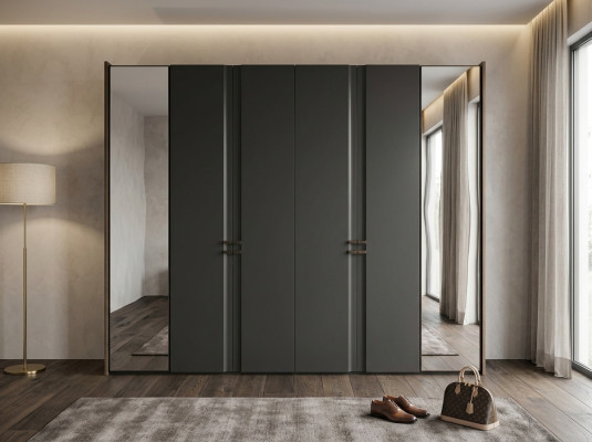 Armario moderno de lujo armario de madera armarios de vidrio taupe dormitorio