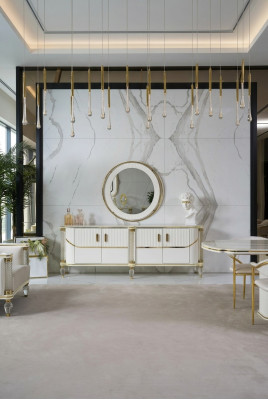 Aparador armario mueble de alto brillo de madera de lujo cómoda aparador con espejo de lujo