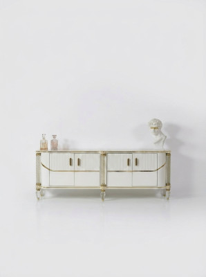 Aparador armario mueble de alto brillo de madera de lujo cómoda aparador con espejo de lujo