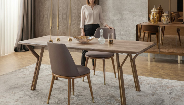 Conjunto de sillas de comedor 6x + mesa de comedor Grupo de muebles de lujo conjunto de comedor