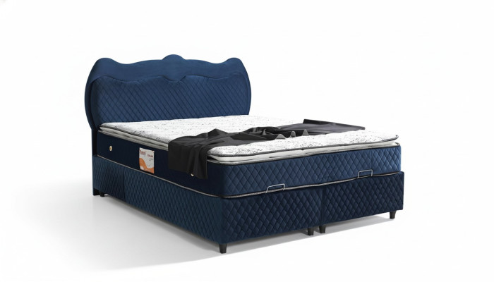 Diseño de cama Cama de lujo Azul Acolchado Muebles de dormitorio de lujo Moderno Boxspring