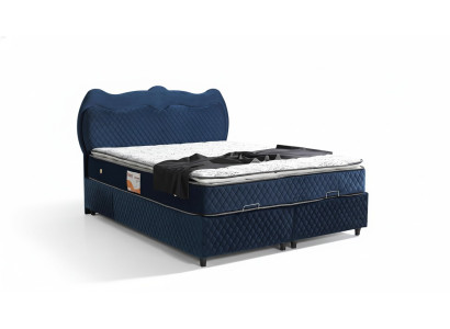 Diseño de cama Cama de lujo Azul Acolchado Muebles de dormitorio de lujo Moderno Boxspring