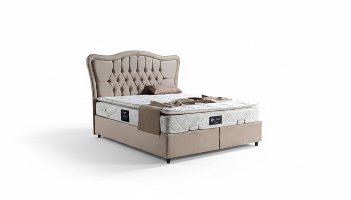 Diseño de cama de lujo beige moderna de 160x200.