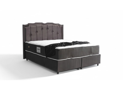 Diseño de cama de lujo con muebles de dormitorio tapizados en marrón de 160x200.