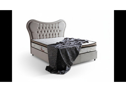 Diseño de cama Lujo beige muebles de dormitorio con tapizado Chesterfield 160x200