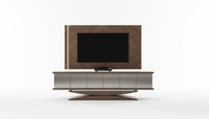 Mueble de pared de madera estilo moderno con estantería y armario para sala de estar con marco de TV.