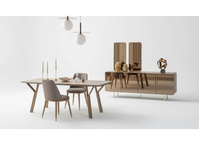 Juego de comedor conjunto 6 sillas + mesa de comedor + aparador + espejo Conjunto comedor diseñador nuevo