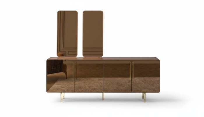 Mueble con 2 espejos conjunto de lujo de aparador de madera moderno.