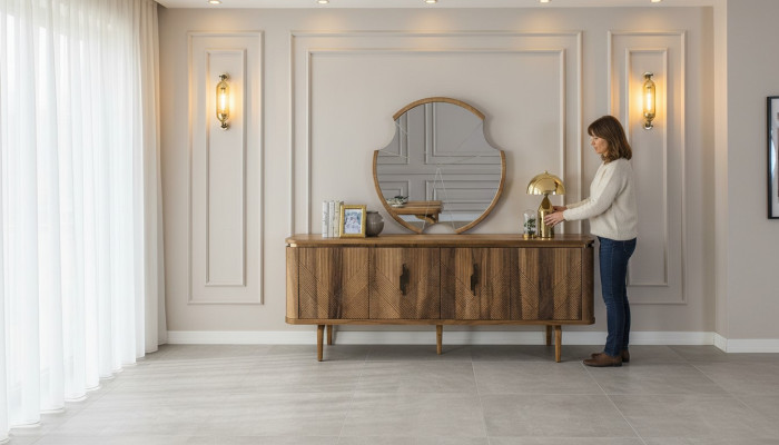 Aparador Espejo Sala de Estar Diseñador de Lujo Moderno Marrón Nuevo