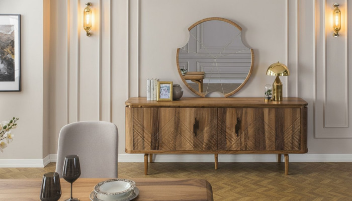 Aparador Espejo Sala de Estar Diseñador de Lujo Moderno Marrón Nuevo
