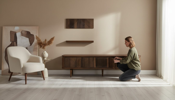 Mueble de salón de lujo, mueble para la televisión, estantería, armario de pared. Muebles nuevos.