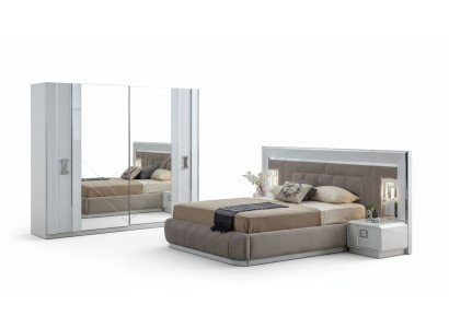Dormitorio Juego completo Cama 2x Mesita de noche Armario Nuevo Diseño 4 piezas.