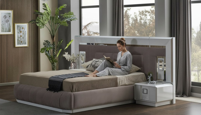 Dormitorio Set Lujo Cama Completa 2x Mesita de Noche Muebles Modernos 3 Piezas Nuevo
