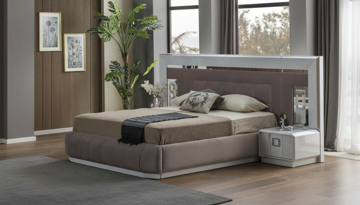 Dormitorio Set Lujo Cama Completa 2x Mesita de Noche Muebles Modernos 3 Piezas Nuevo