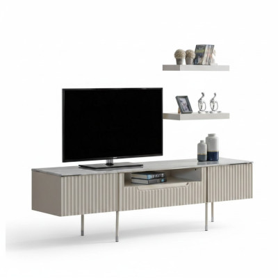 Rtv con 2 estantes, mesa de televisión, aparador de salón mesa diseño moderno de madera