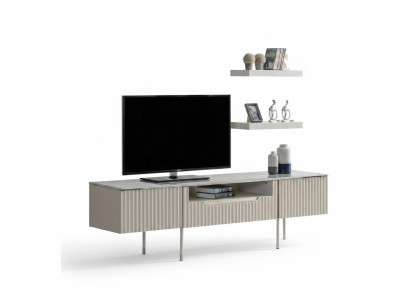 Rtv con 2 estantes, mesa de televisión, aparador de salón mesa diseño moderno de madera