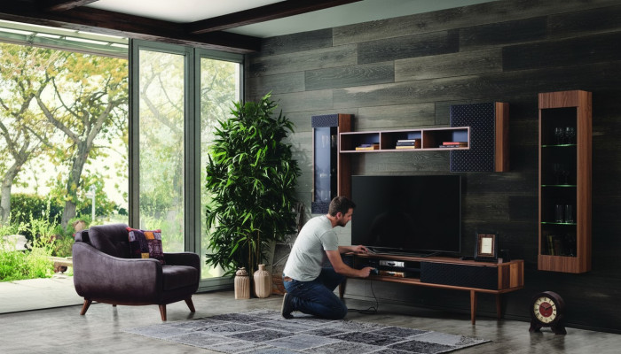 Mueble de salón de lujo con soporte de TV, mueble para TV, muebles de sala, armarios de pared.