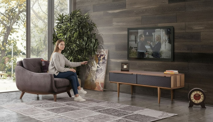 Mueble de diseño de madera para sala de estar con soporte para TV y aparador, nuevo.