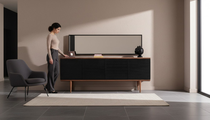 Lujo Aparador Aparador con espejo Diseño de cómoda moderna Muebles de madera de lujo