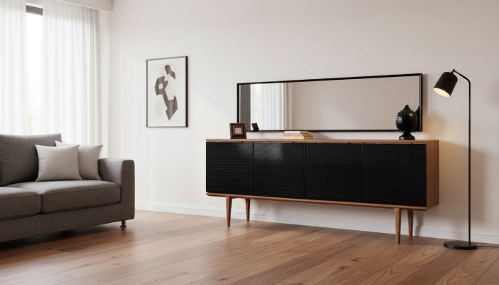 Lujo Aparador Aparador con espejo Diseño de cómoda moderna Muebles de madera de lujo