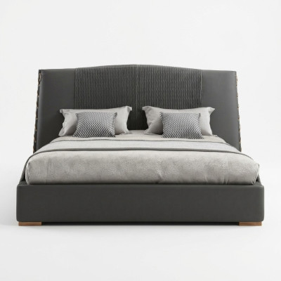 Cama de lujo Marco de cama de madera gris Doble cama Doble marco de cama.