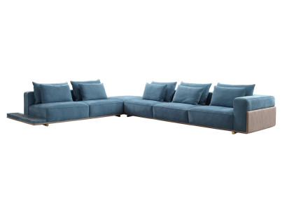 Sofá esquinero azul en forma de L, sofá de tela de lujo de diseño de lujo para sala de estar, nuevo.