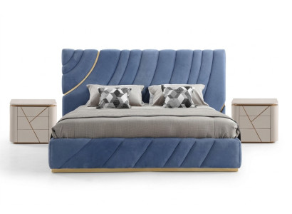 Dormitorio juego Cama 2x Mesitas de noche 3 piezas Azul nuevo Moderno Completo Muebles de lujo