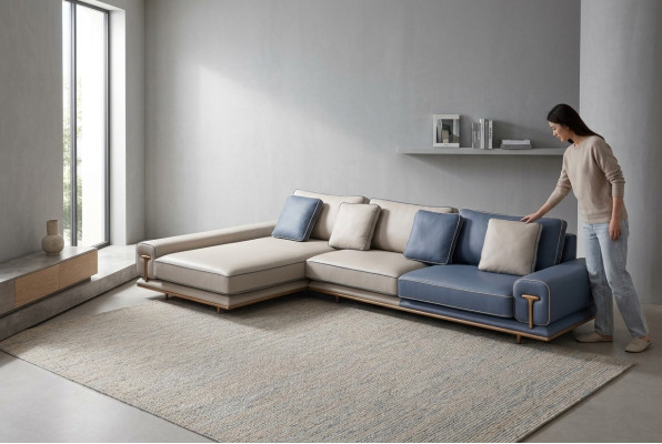Sofá esquinero en forma de L, sofá modular grande, sofá tapizado de tela nuevo para sala de estar.