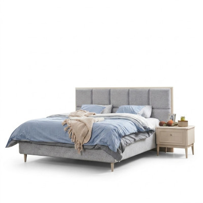 Diseño dormitorio Set cama + 2 mesitas de noche Cama de matrimonio de lujo doble