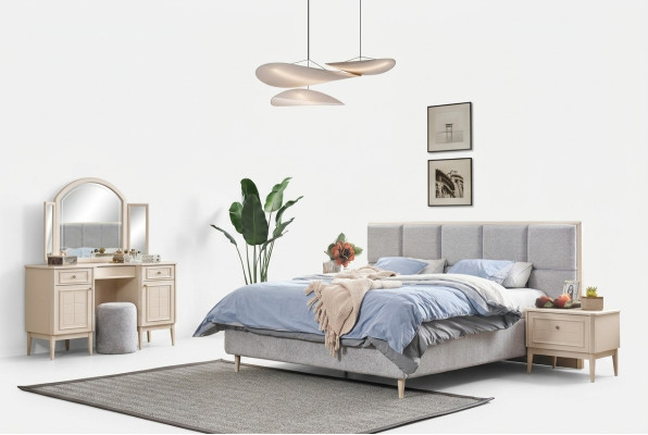 Conjunto de muebles de dormitorio completo - cama 2x mesita de noche tocador 4 piezas nuevo