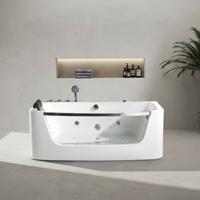 Baño de lujo con bañera de hidromasaje de 150x80cm, frente de vidrio, bañera de lujo.