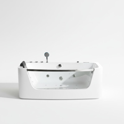 Baño de lujo con bañera de hidromasaje de 150x80cm, frente de vidrio, bañera de lujo.