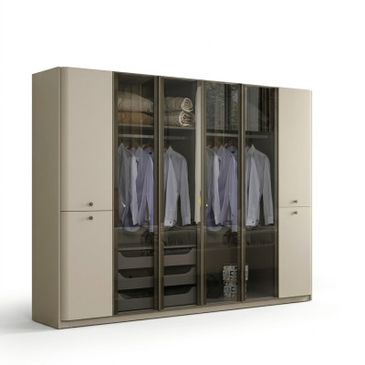 Armario de vidrio blanco brillante, armarios de diseño para dormitorio, muebles de madera
