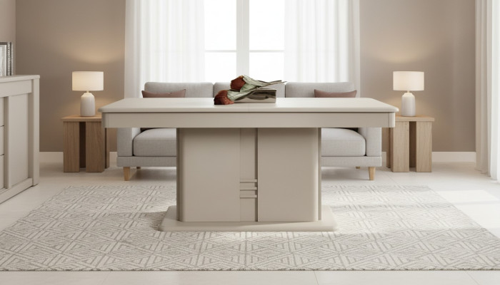 Moderna mesa de comedor de diseño lujoso en madera nueva
