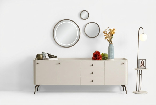 Lujoso carrito de comedor de diseño blanco, elegante cómoda