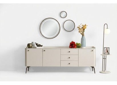 Lujoso carrito de comedor de diseño blanco, elegante cómoda