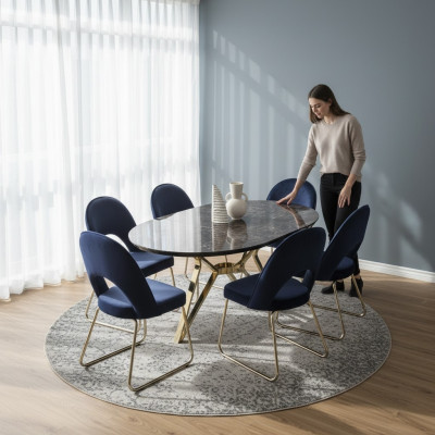 Grupo de comedor de sillas modernas Mesa Mesas 7 piezas. Mesa de comedor 6 x sillas Juego de comedor.