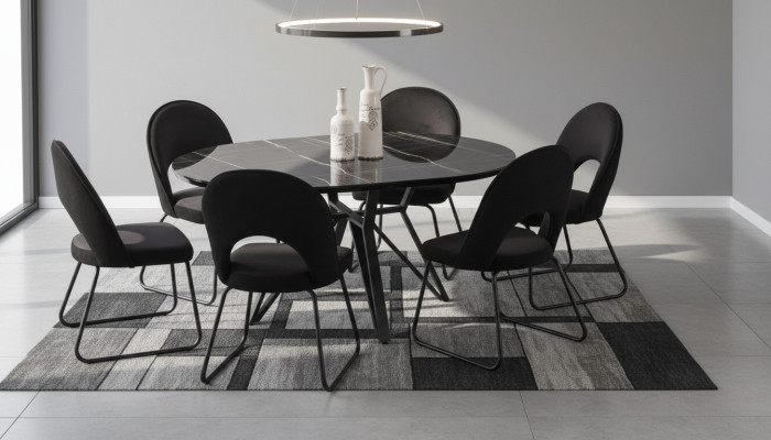Juego de comedor Set mesa de comedor 6 sillas Juego completo de lujo de 7 piezas