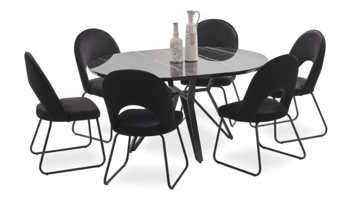 Juego de comedor Set mesa de comedor 6 sillas Juego completo de lujo de 7 piezas
