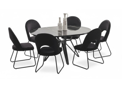 Juego de comedor Set mesa de comedor 6 sillas Juego completo de lujo de 7 piezas
