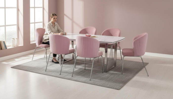 Conjunto de comedor Mesa de comedor 6 sillas Mesa moderna Muebles de lujo Comedor de 7 piezas