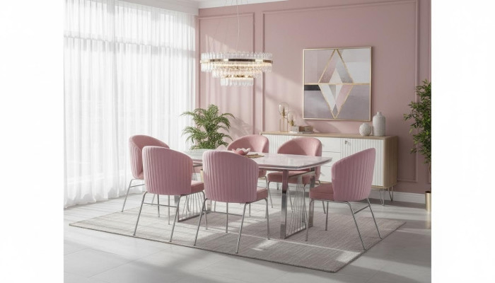 Conjunto de comedor Mesa de comedor 6 sillas Mesa moderna Muebles de lujo Comedor de 7 piezas