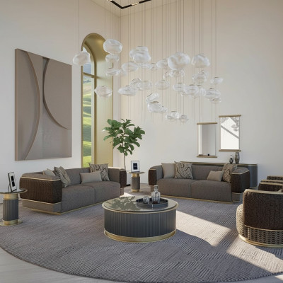Conjunto de sofás 4 piezas Sofá de tela de tres plazas con cojines Sillón Nuevo Sofá de dos plazas