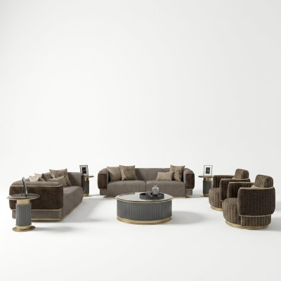 Conjunto de sofás 4 piezas Sofá de tela de tres plazas con cojines Sillón Nuevo Sofá de dos plazas