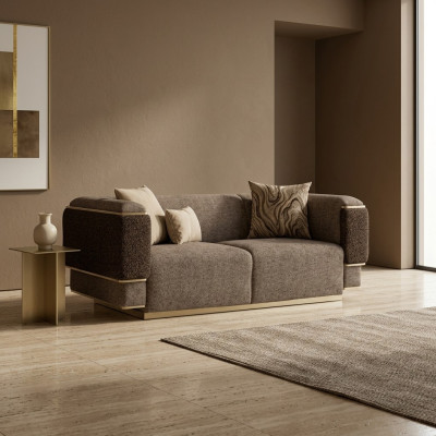 Sofá de dos plazas de sala de estar, lujo, decoración, tapicería textil, diseño de muebles tapizados.