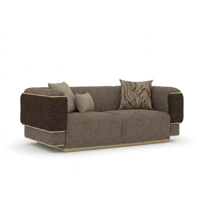 Sofá de dos plazas de sala de estar, lujo, decoración, tapicería textil, diseño de muebles tapizados.